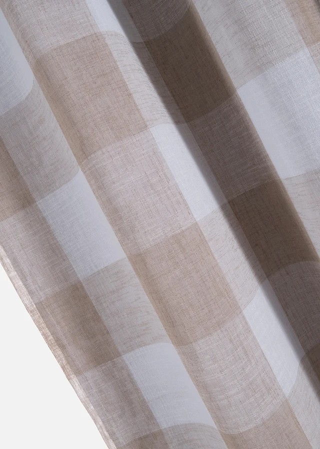 Dubbellaags verduisterend gordijn met ruitjes (1 stuk) • beige-sand • bonprix online shop