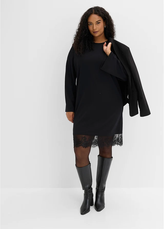 Jersey jurk, Kleur: zwart