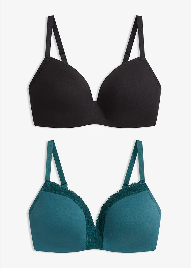 Lot de 2 soutiens-gorge coton à coques sans armatures
