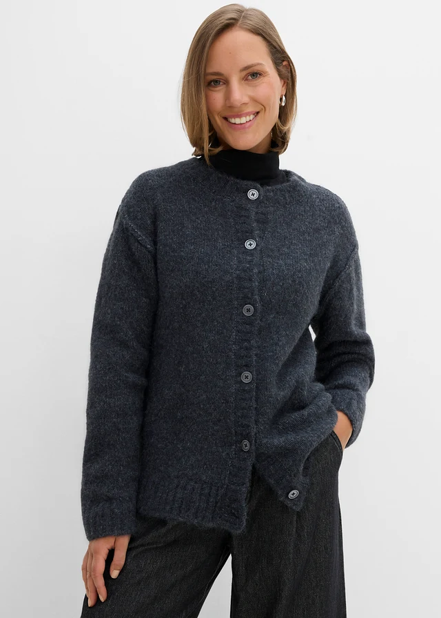 Gebreid vest met wol • antraciet gemêleerd • bonprix online shop