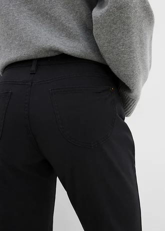 Jeansy ze stretchem straight, mid waist • czarny diagonal • sklep bonprix