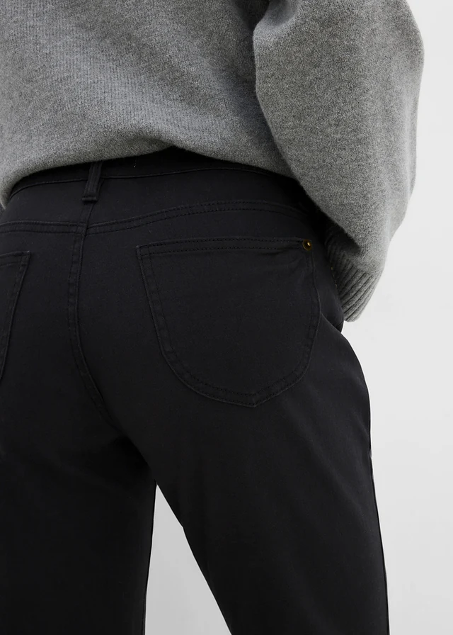 Stretch jeans high waist, straight • zwart twill • bonprix online shop