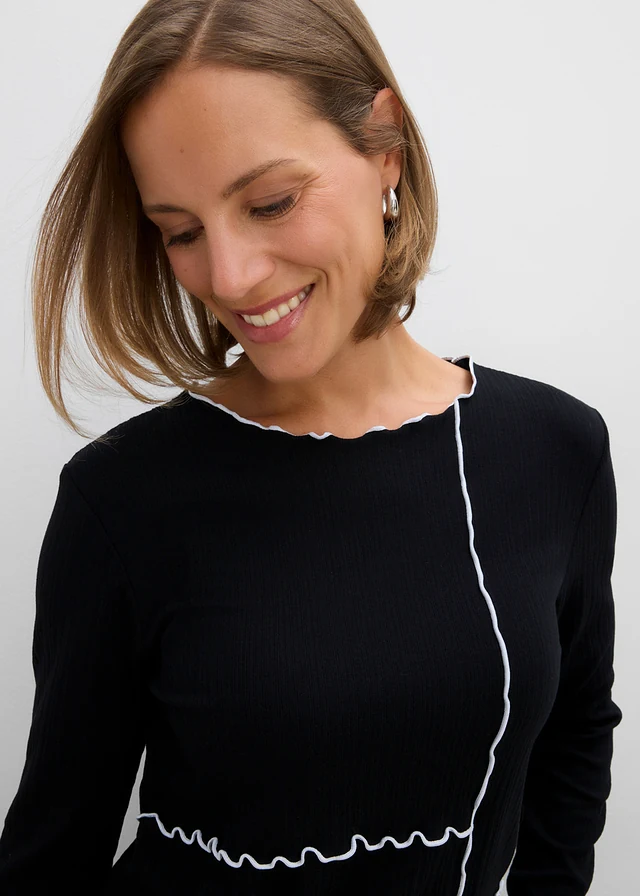Longsleeve met decoratieve naden • zwart • bonprix online shop