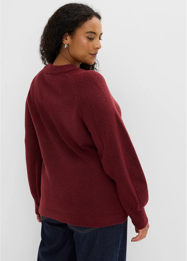 Pull à boutons dorés, Couleur: rouge érable