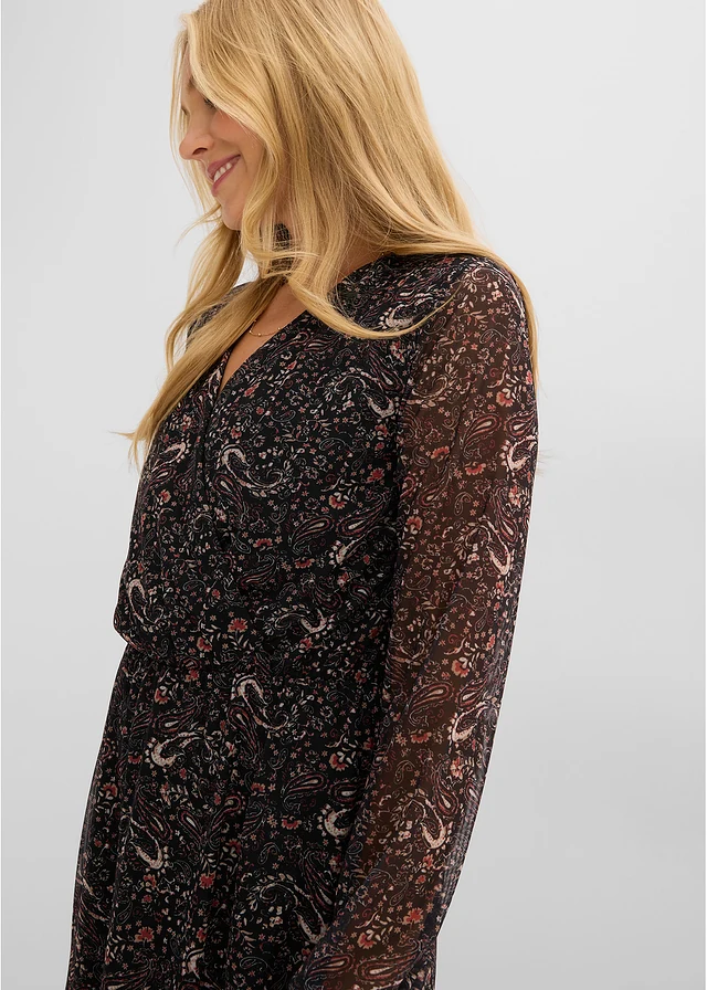 Rochie din jerse din mesh fin • negru • magazin bonprix