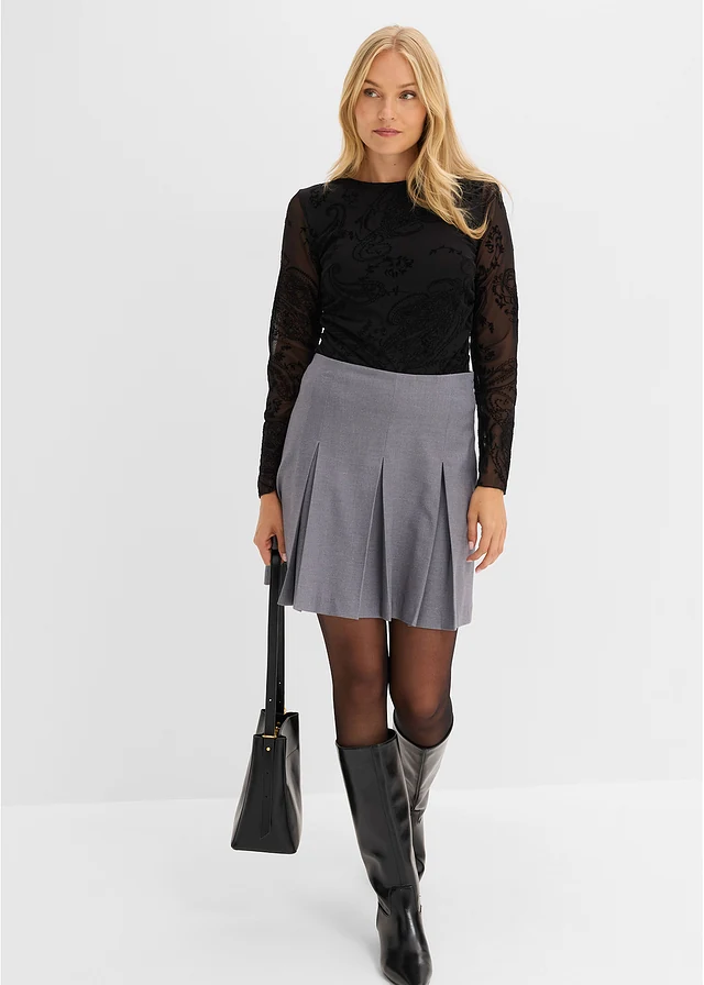 Longsleeve van fijne mesh • zwart paisley • bonprix online shop