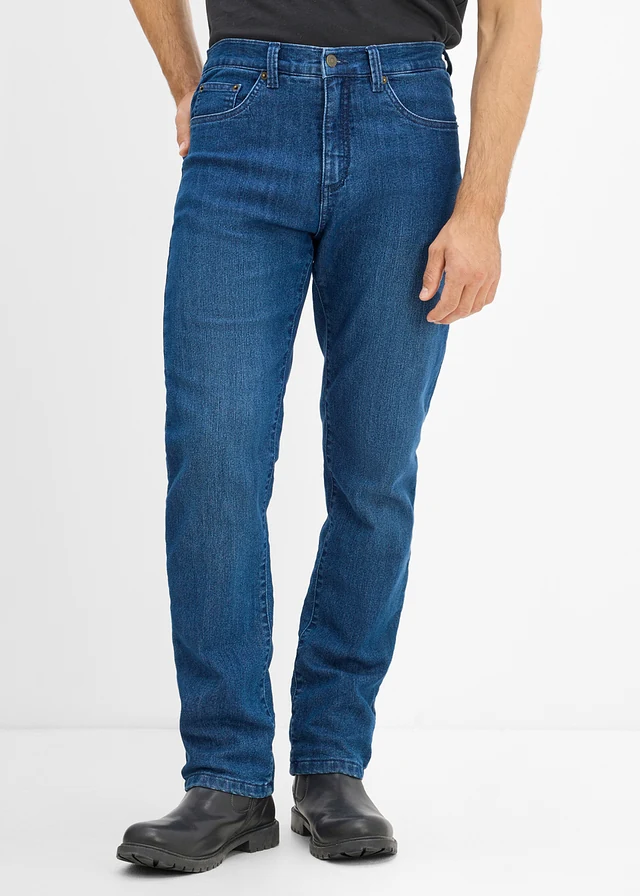 Classic fit thermojeans met jersey voering en rechte pijpen, Kleur: blue stone