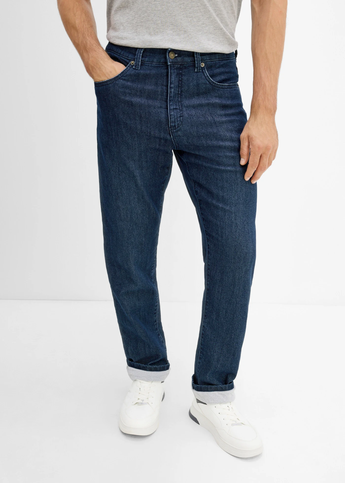 Classic fit thermojeans met jersey voering en rechte pijpen • donkerblauw denim • bonprix online shop