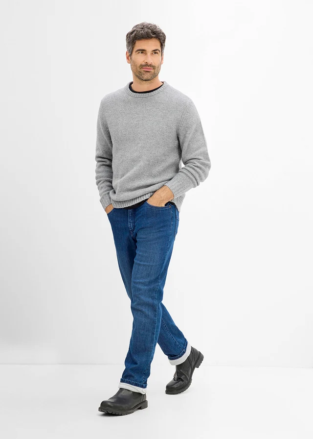 Jean Classic Fit à doublure chaude en jersey, Straight • bleu denim • Boutique bonprix