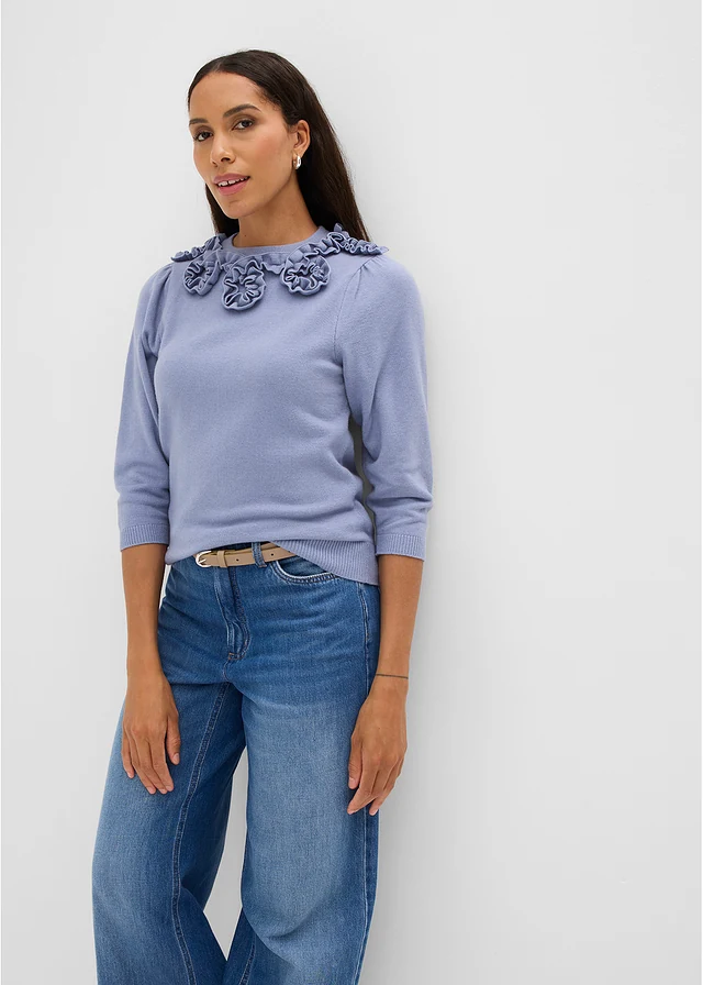 Trui met ballonmouwen • mat blauw • bonprix online shop