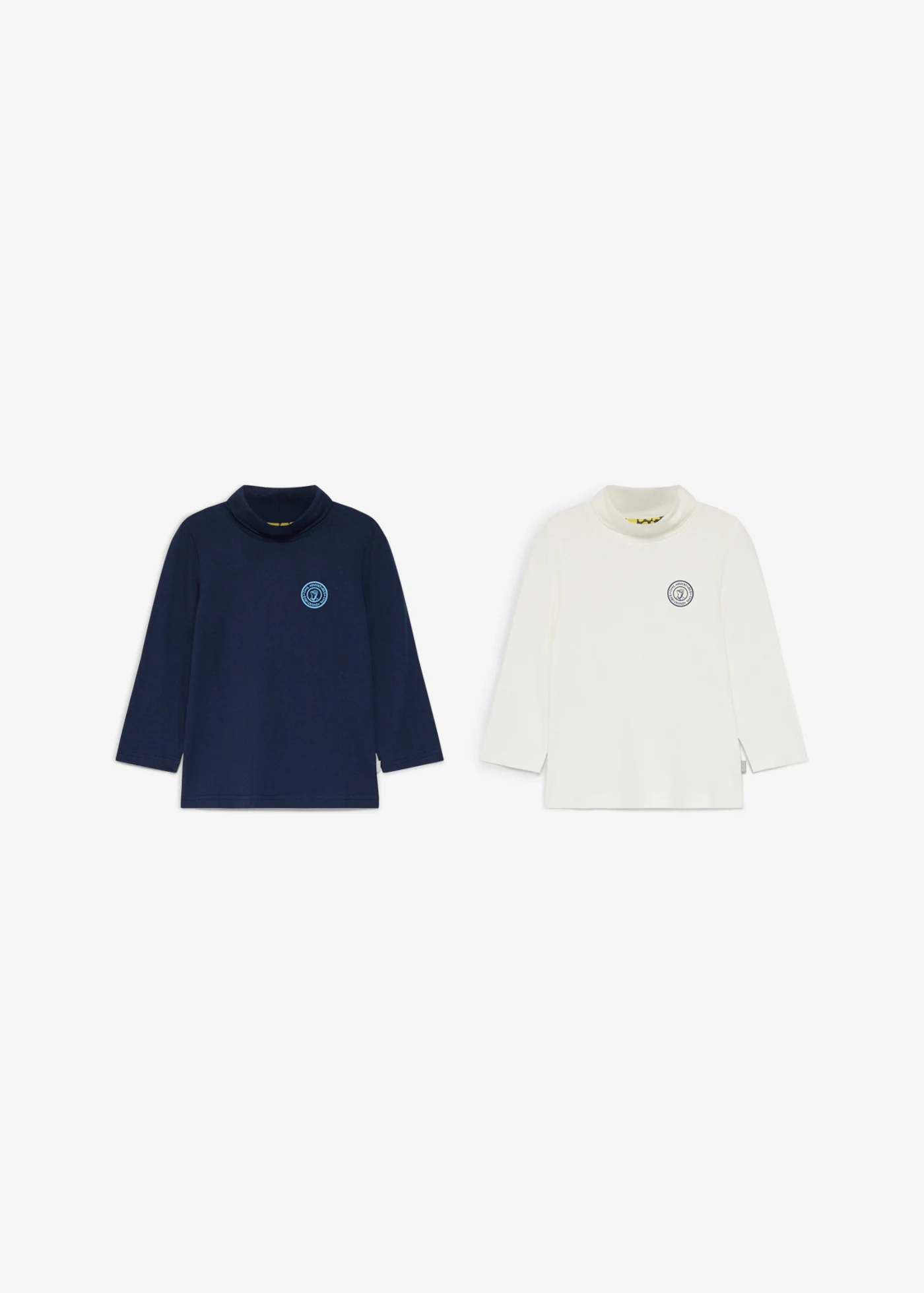 Lot de 2 T-shirts col roulé en coton doux • bleu foncé/écru • Boutique bonprix