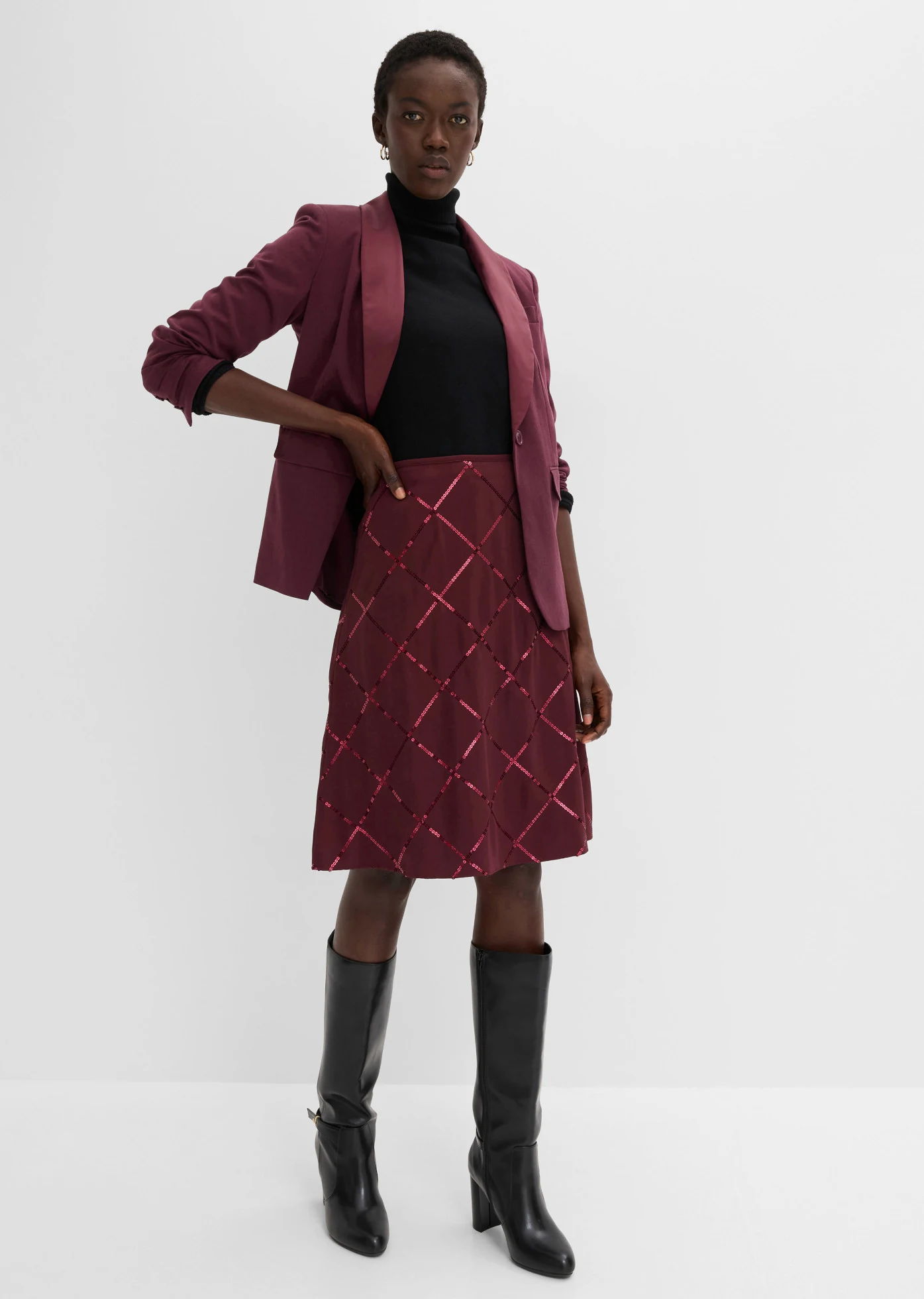 Jupe à sequins • bordeaux • Boutique bonprix