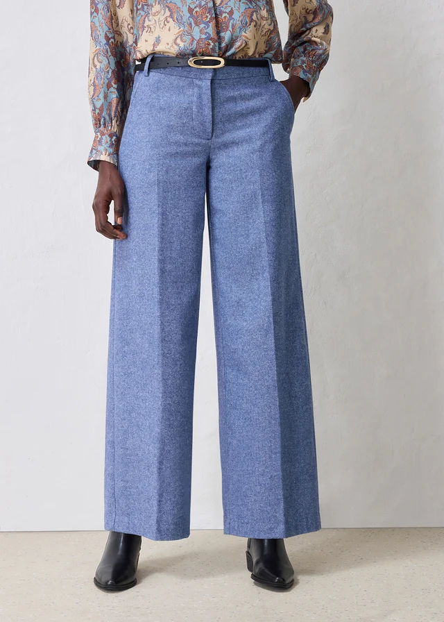 Wollen broek met visgraatpatroon • indigo gemêleerd • bonprix online shop