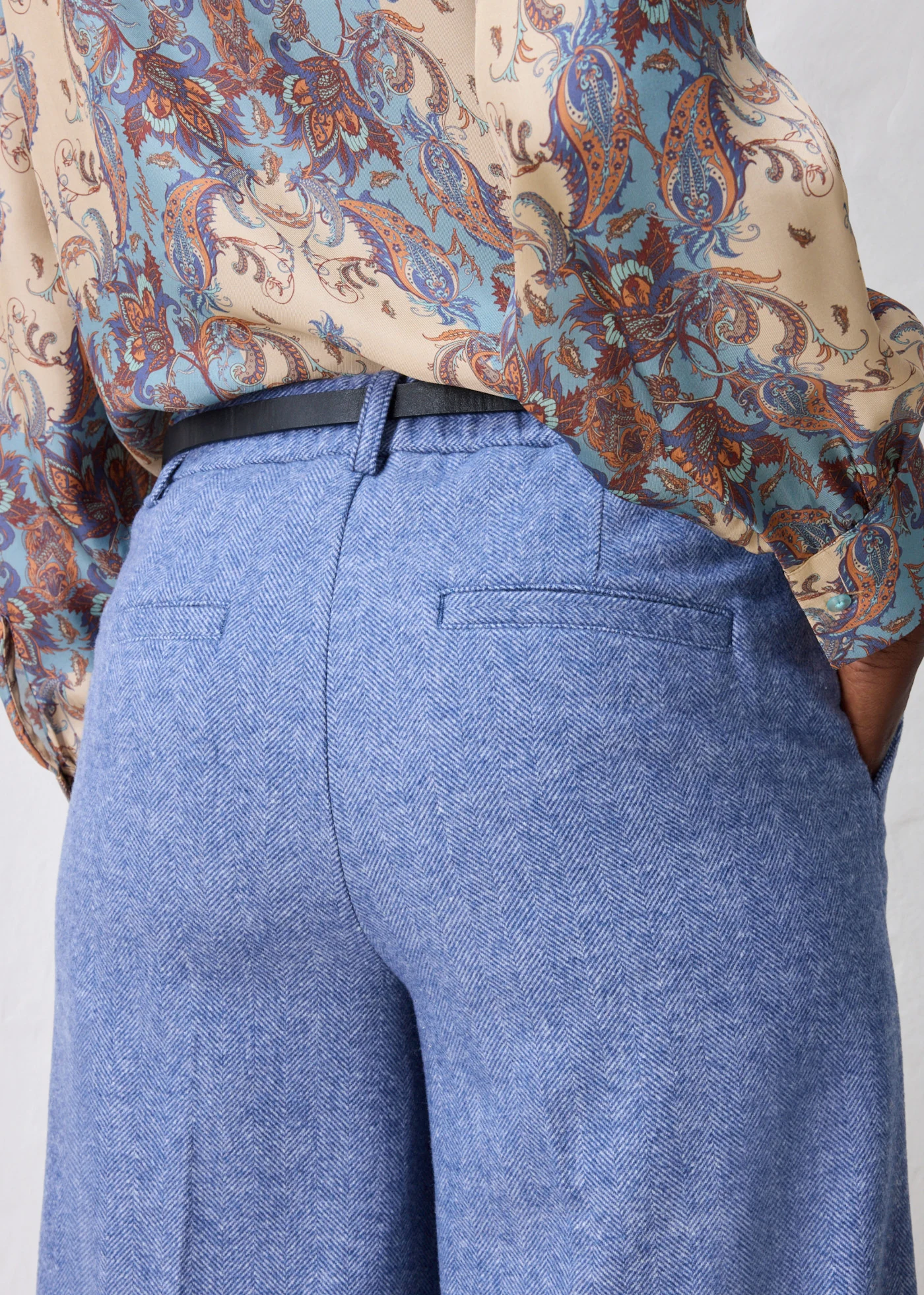 Wollen broek met visgraatpatroon • indigo gemêleerd • bonprix online shop