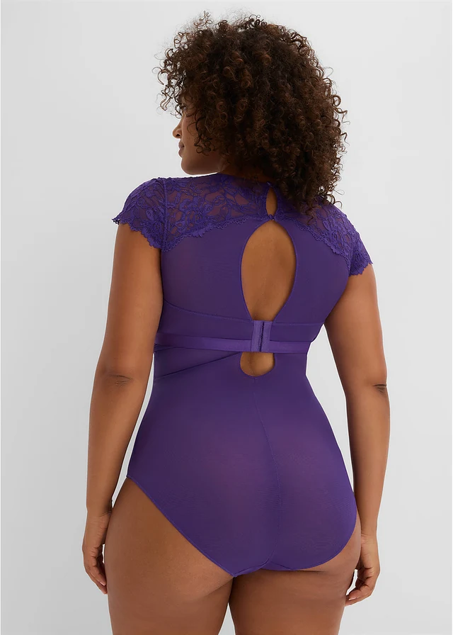 Body avec dentelle douce, Couleur: violet