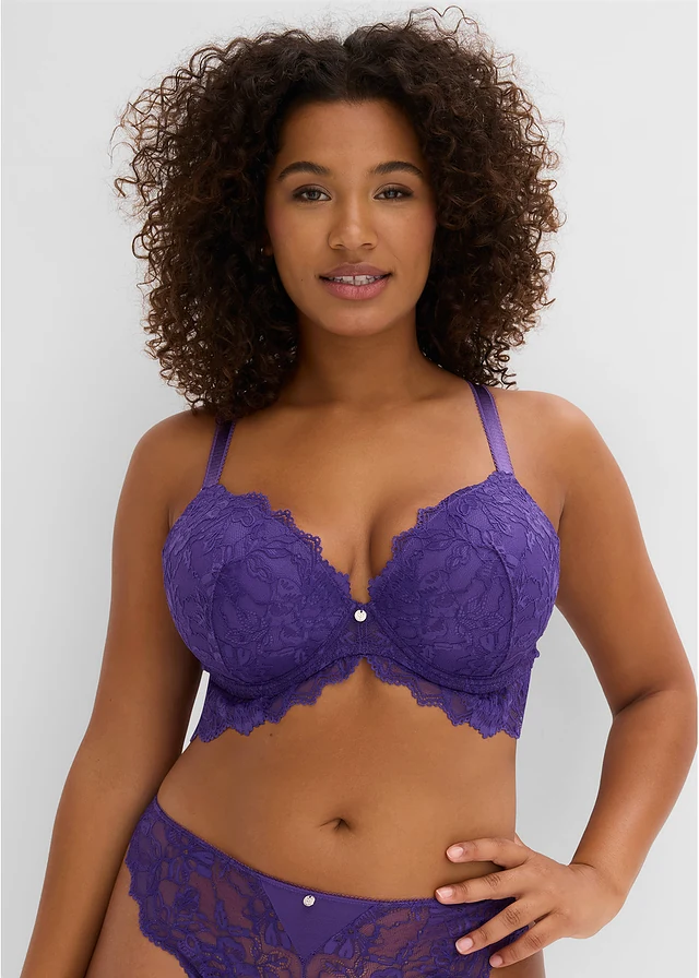 Soutien-gorge à coques avec dentelle, Couleur: violet
