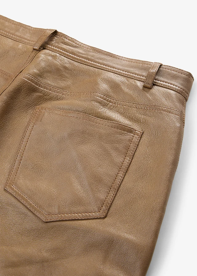 Pantaloni din piele nappa de miel • maro/natur • magazin bonprix