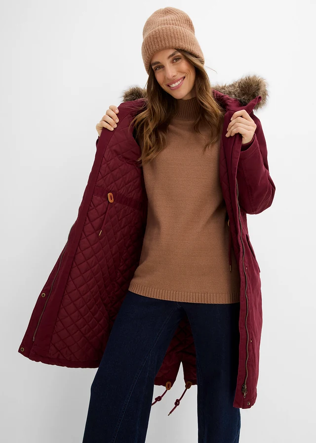 Dlhá vatovaná parka • javorovo červená • obchod bonprix