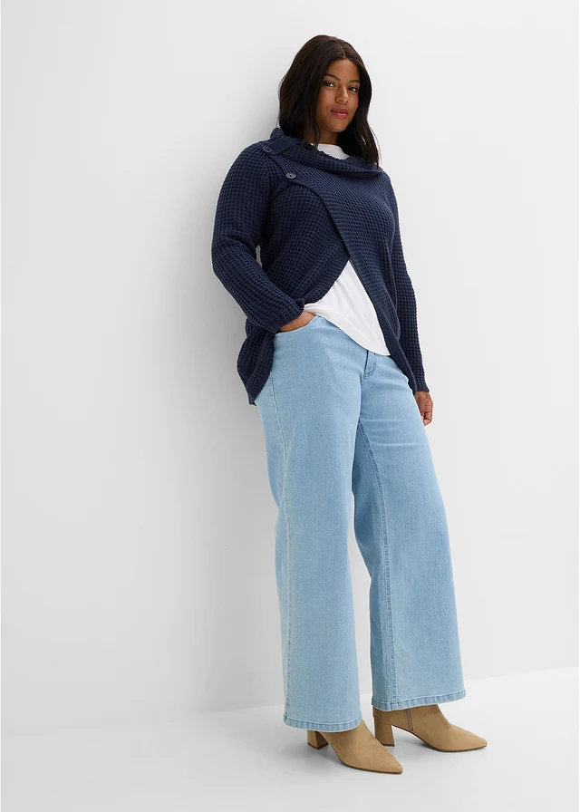 Pull en grosse maille, Couleur: bleu foncé