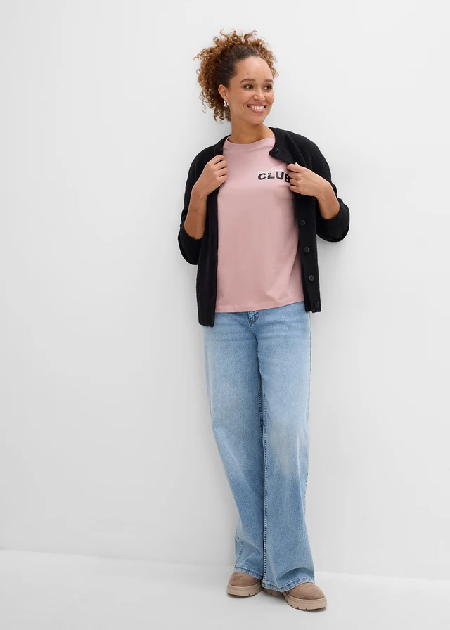 T-shirt van biologisch katoen • rozenhout-zwart-wolwit met print • bonprix online shop