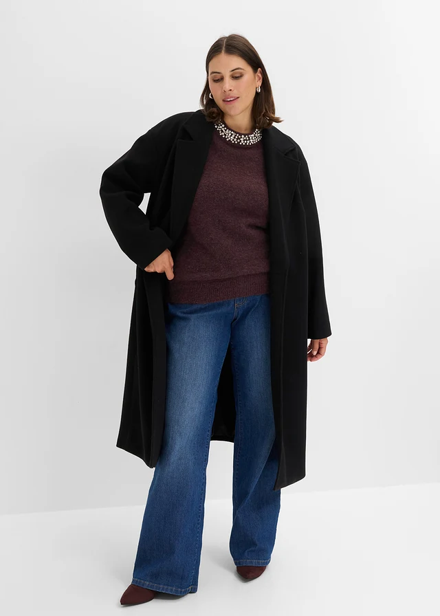 Pull avec application de strass, Couleur: marron chocolat chiné