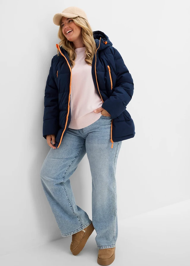 Waterafstotende, gewatteerde outdoor jas, Kleur: donkerblauw