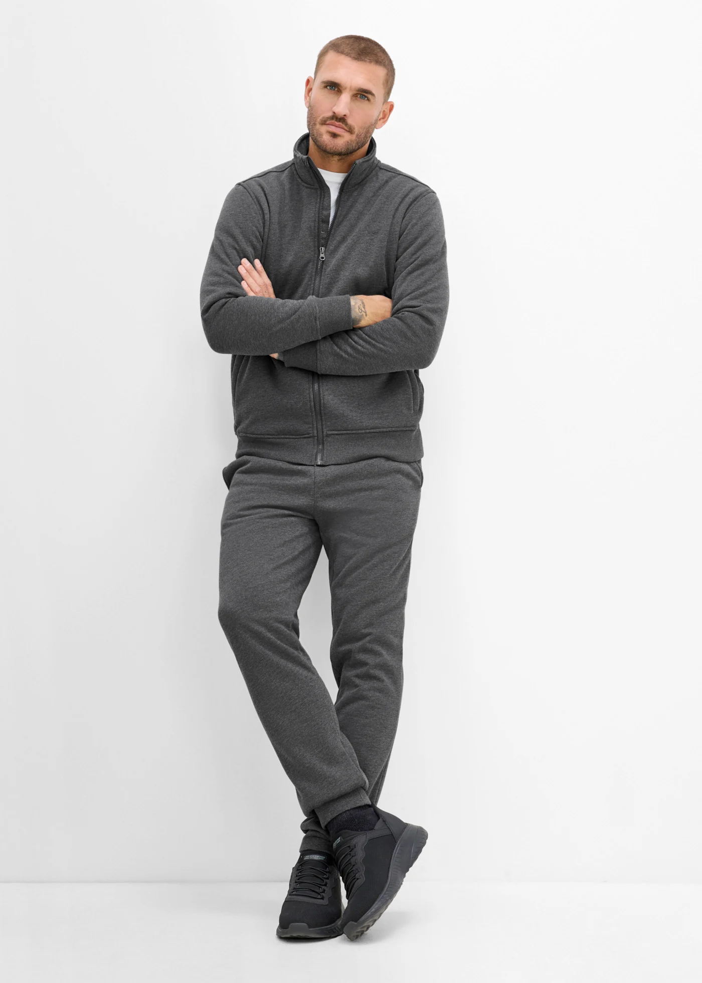 Thermo joggingbroek met fleecevoering • antraciet gemêleerd • bonprix online shop