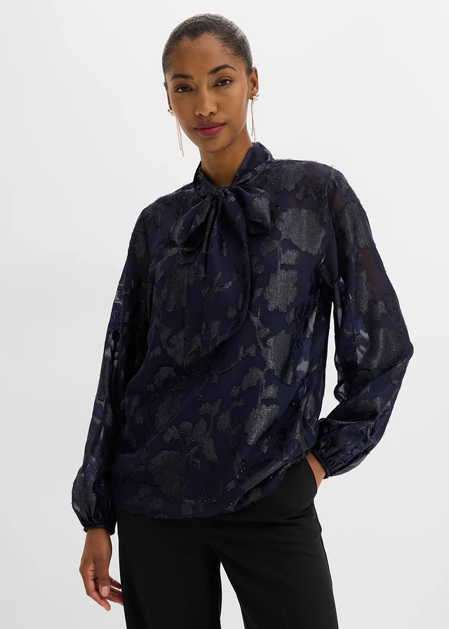 Blouse met borduursel • blauw • bonprix online shop
