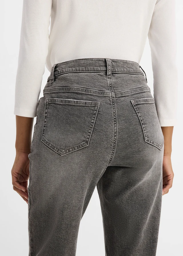 Mom jeans, high waist • grey denim used • bonprix online shop