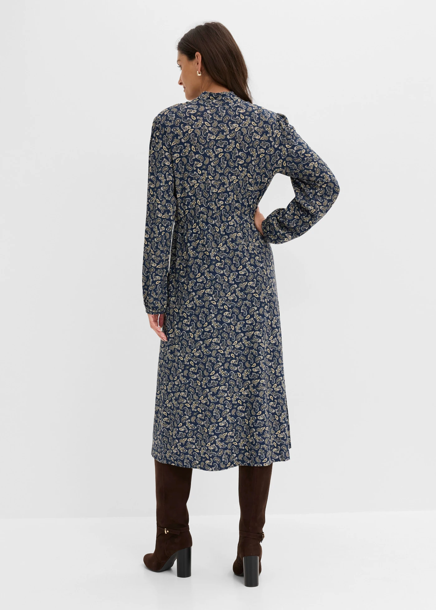 Jersey jurk met print all-over • donkerblauw paisley • bonprix online shop