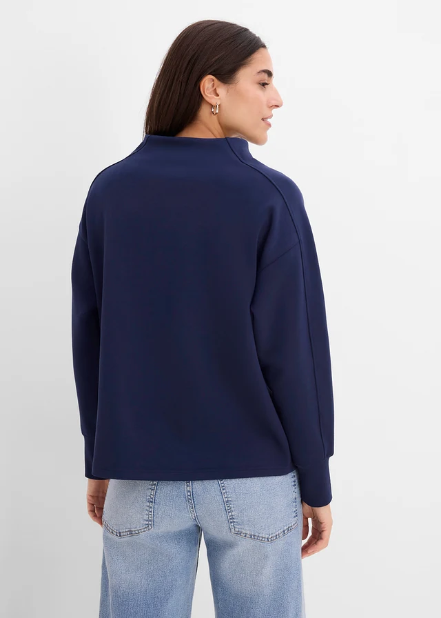Oversized sweater van zachte scuba • donkerblauw • bonprix online shop