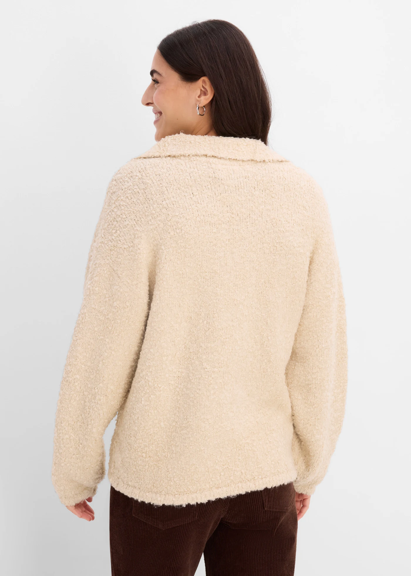 Pulover troyer cu aspect bouclé • bej-prund • magazin bonprix