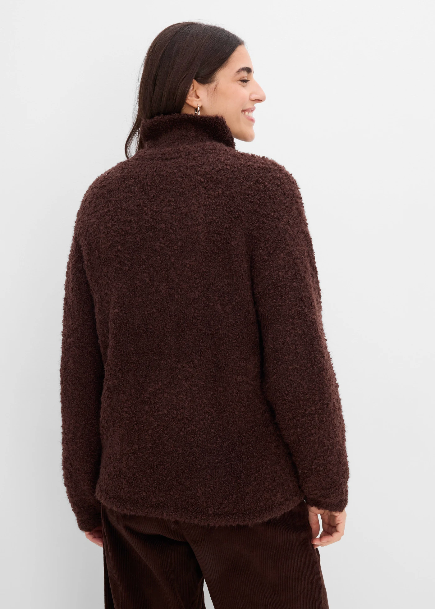 Pulover troyer cu aspect bouclé • maro închis • magazin bonprix