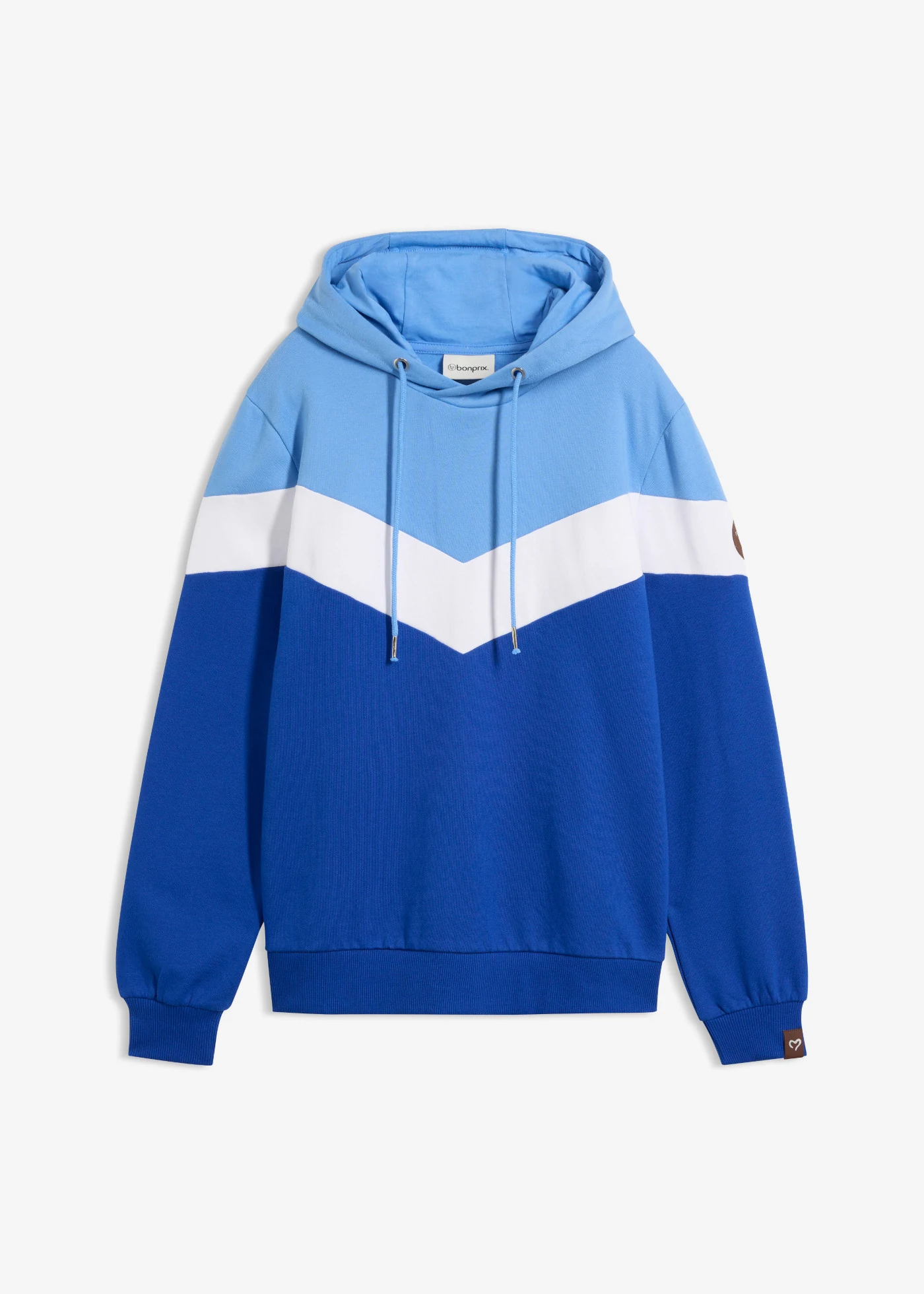 Bluza z kapturem z mieszanki bawełny • kobaltowo-niebiesko-biały • sklep bonprix