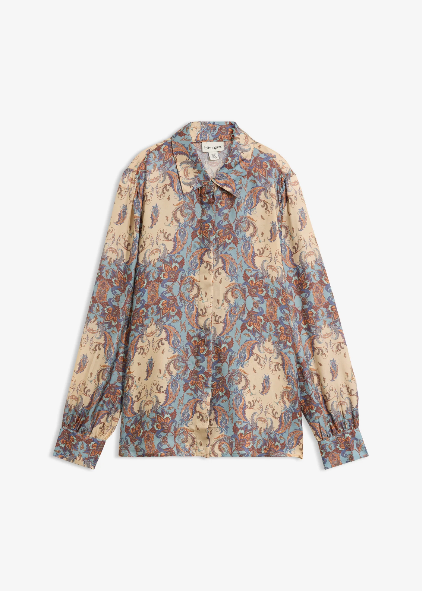 Chemisier raffiné en soie mélangée • indigo-marron naturel paisley • Boutique bonprix