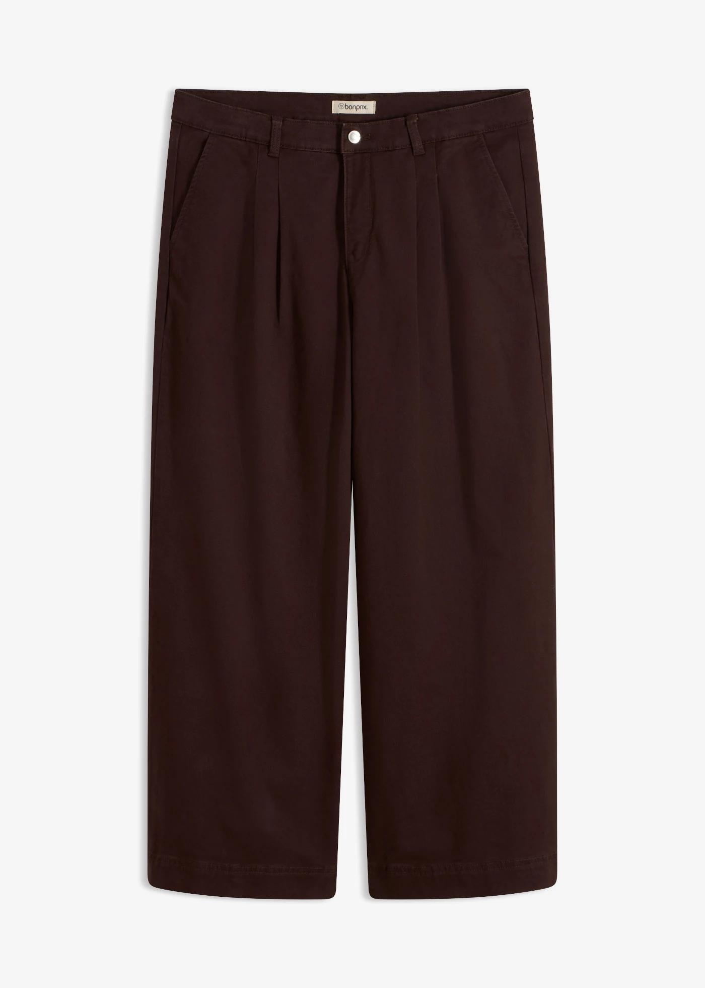 Wide leg bandplooibroek met comfortband • donkerbruin • bonprix online shop