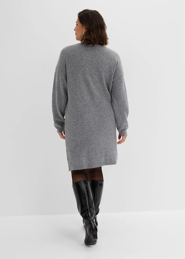 Robe en maille avec application, Couleur: gris chiné