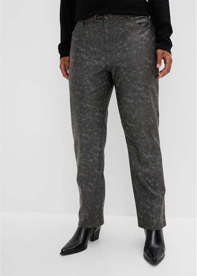 Pantalon enduit, aspect vieilli, Couleur: noir