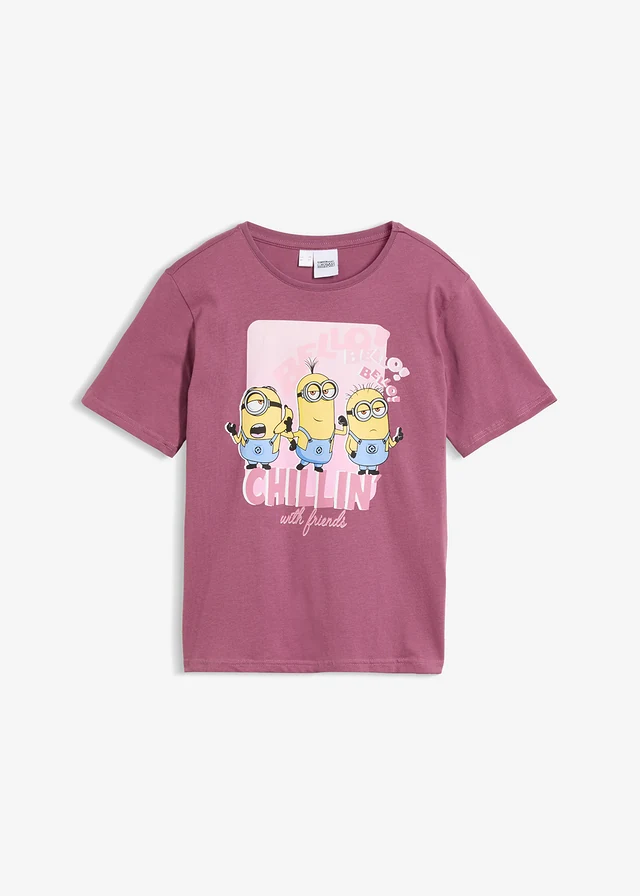 Minion T-shirt van puur katoen • mat bessen met print • bonprix online shop