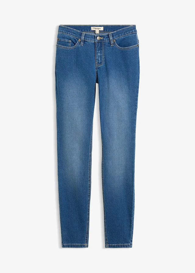 Dżinsy Skinny ze stretchem, średni stan, kolor: niebieski denim