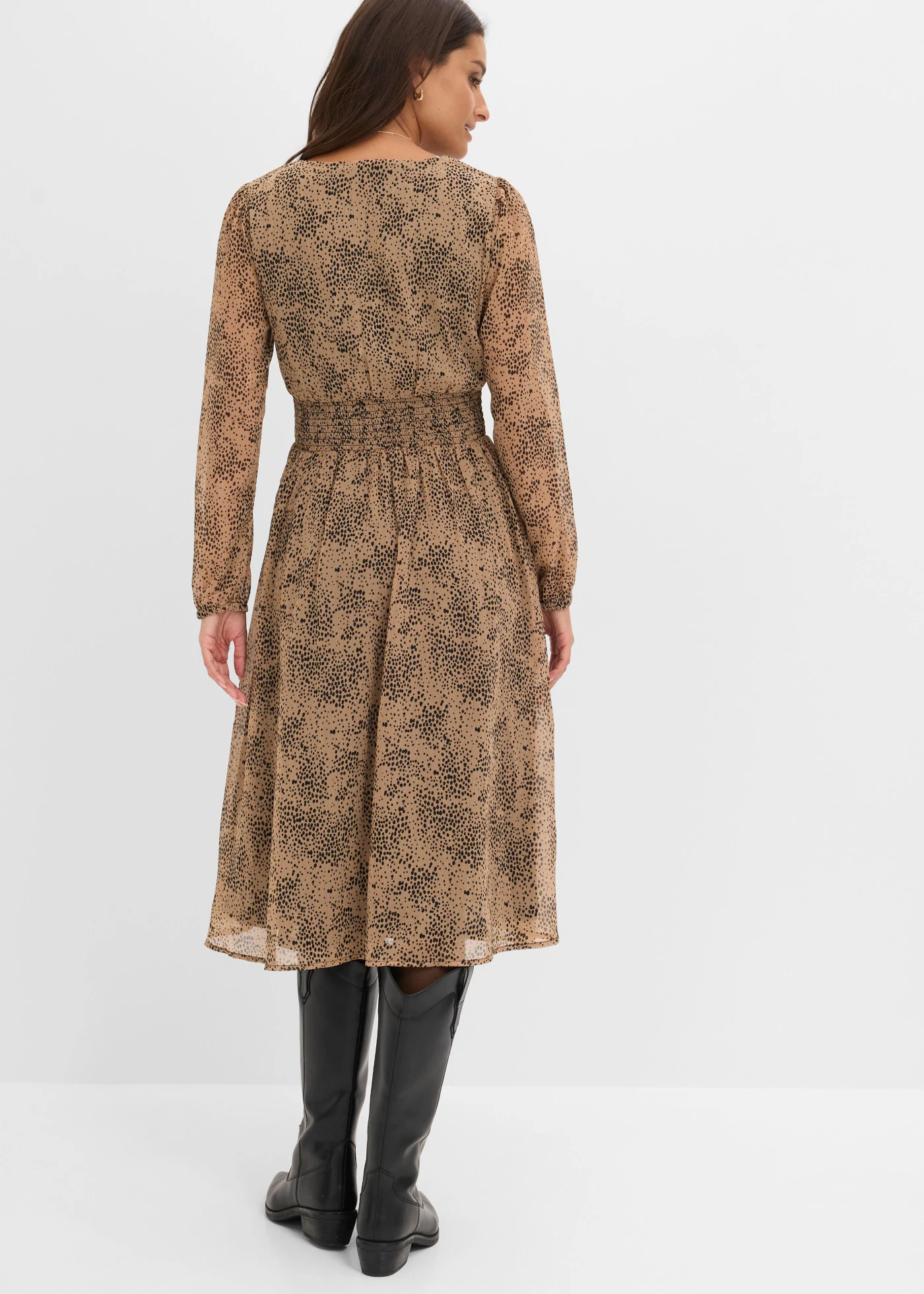 Robe en mousseline • camel/noir léopard • Boutique bonprix