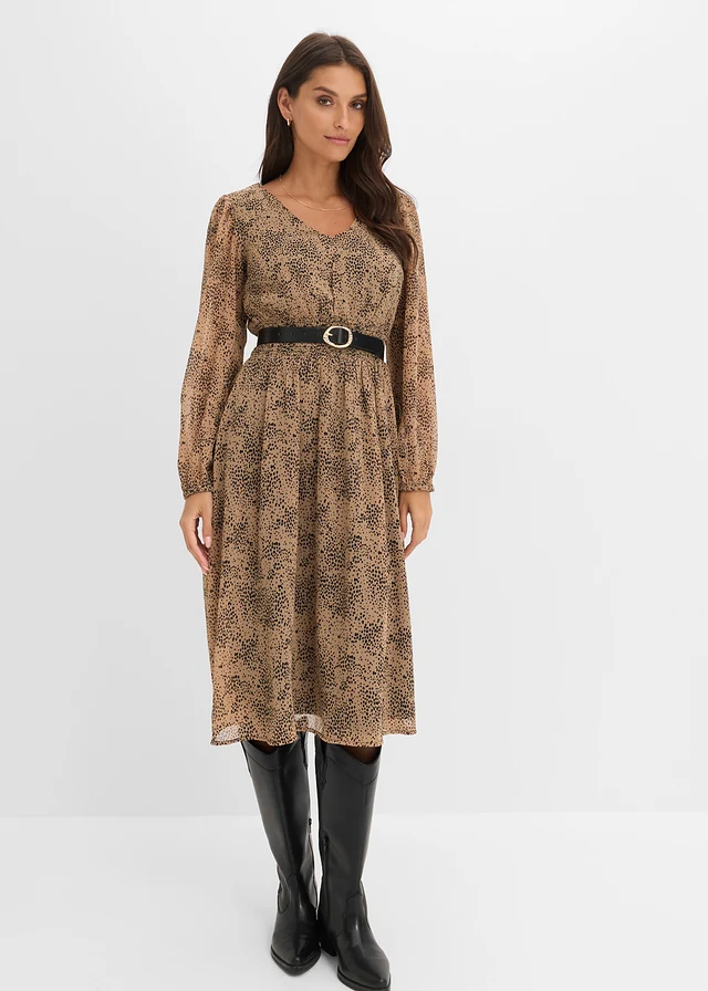 Robe en mousseline • camel/noir léopard • Boutique bonprix
