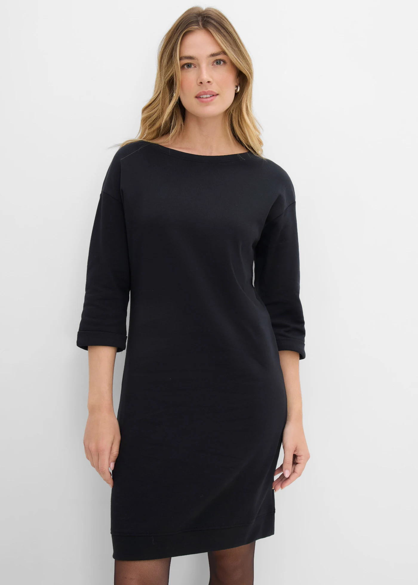 Sweatjurk, 3/4 mouwen, binnenkant zacht geruwd • zwart • bonprix online shop