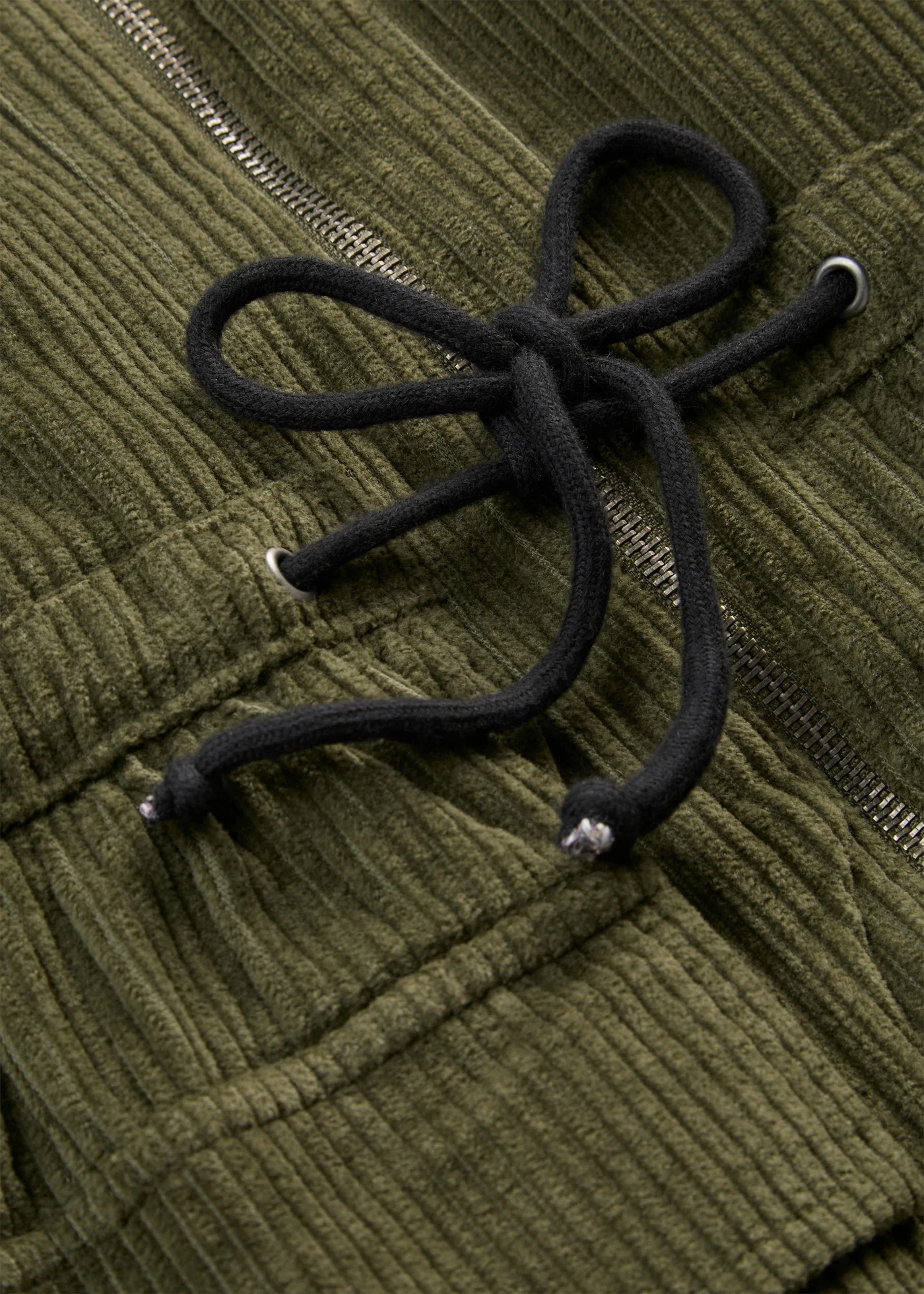 Lange corduroy jas van puur katoen met teddy fleece capuchon • olijfgroen • bonprix online shop