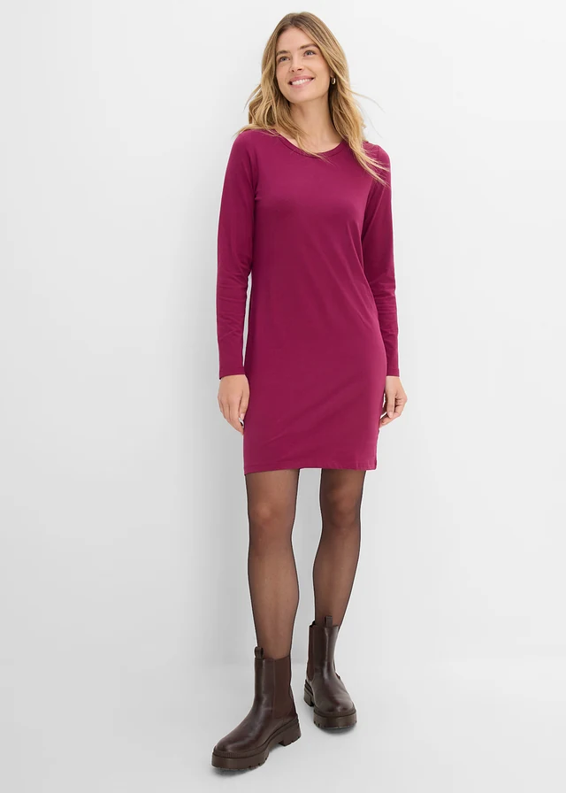 Lot de 2 robes en jersey coton, Couleur: prune-noir