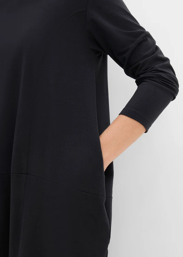 Robe en jersey, coupe ovoïde • noir • Boutique bonprix