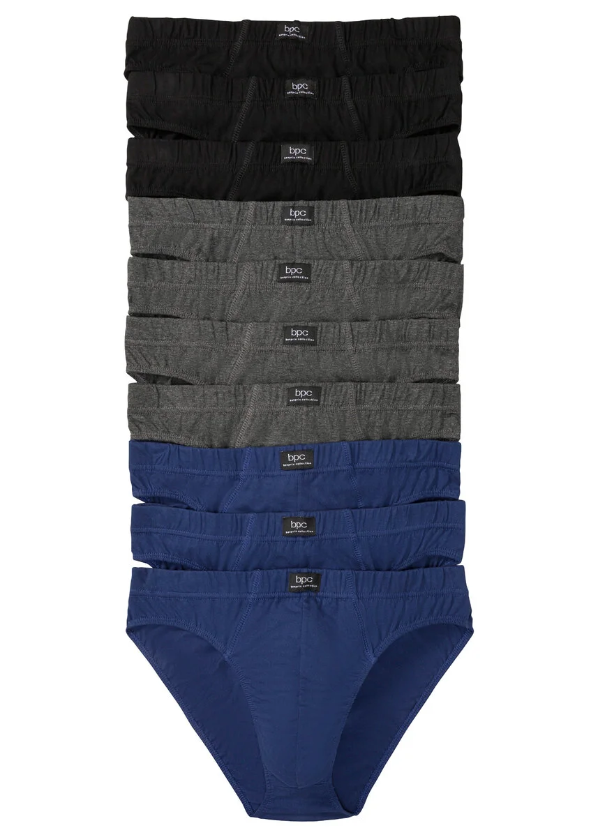 Slipy z miękkiej bawełny (10 par) • czarny + antracytowy melanż + kobaltowy • sklep bonprix